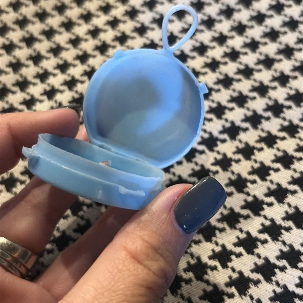 VTG Small Plastic Blue Purse Case Rain Bonnet Hong Kong Dollhouse Mini Accessory